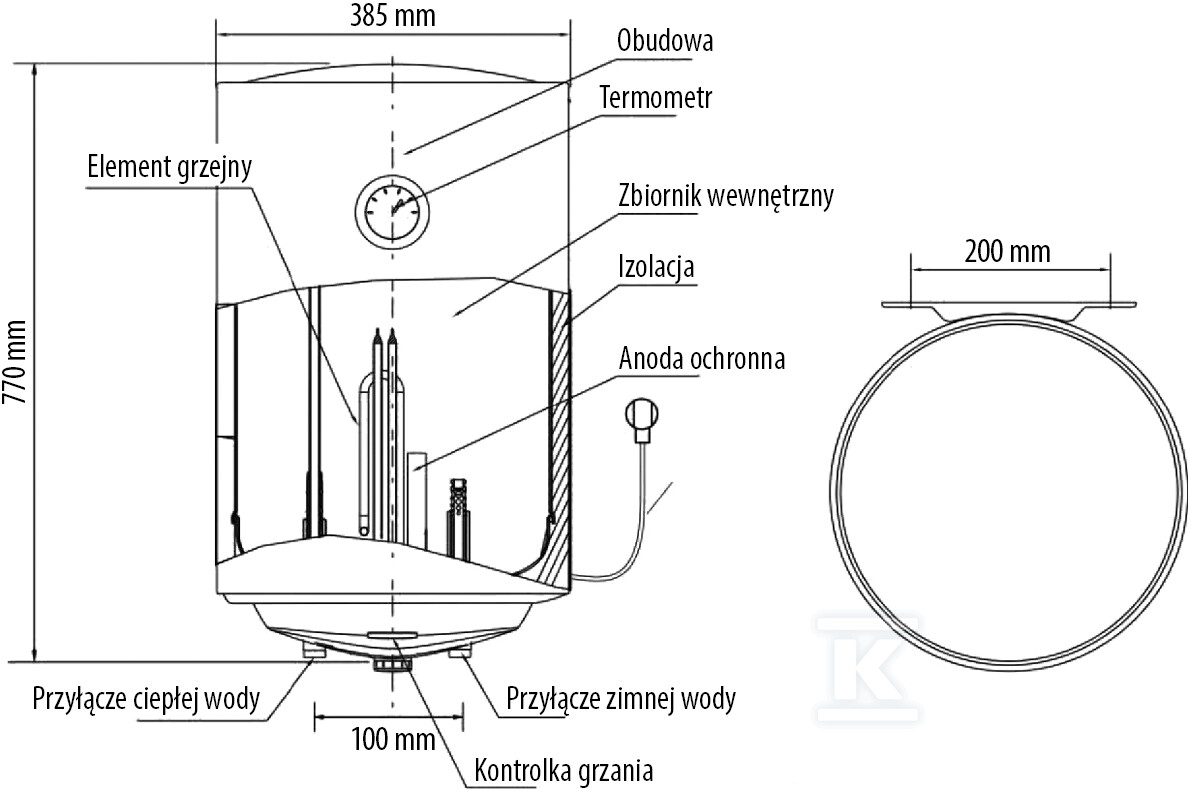 Ogrzewacz elektryczny SG Fox2 50 em - 01-050080