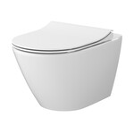 Ensemble 743 Cuvette suspendue sans bride City Oval New CleanOn avec fixation dissimulée, abattant Slim en duroplast, à fermeture lente avec fonction de démontage facile one button