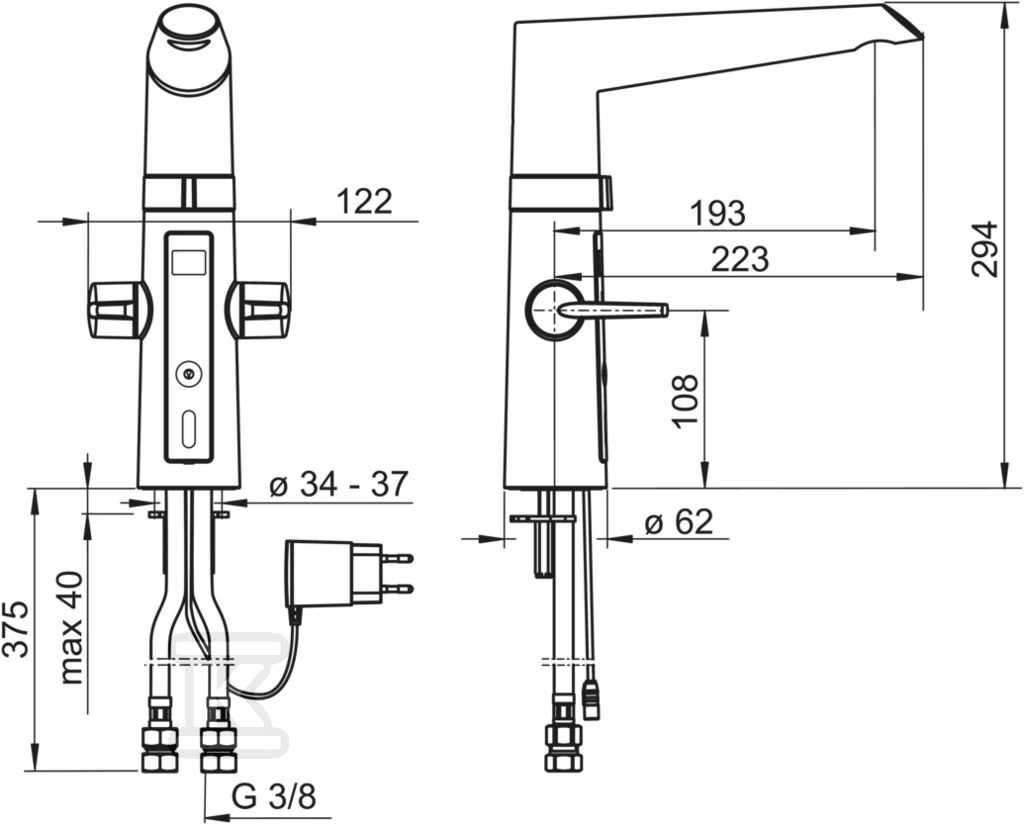 Optima kitchen faucet, 230/5V - 2722F