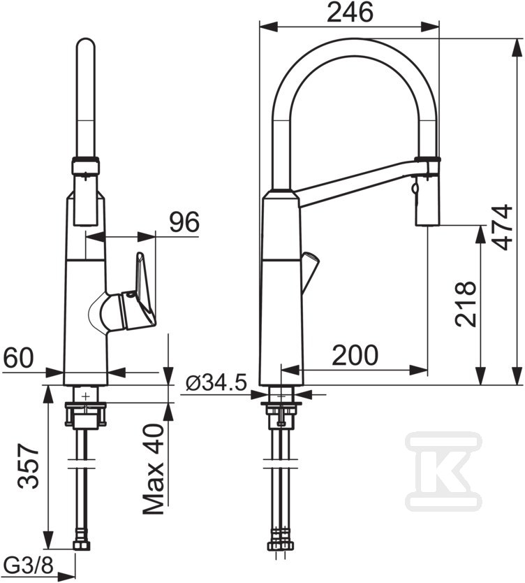 Bateria zlewozmywakowa Oras Optima, z - 2738F