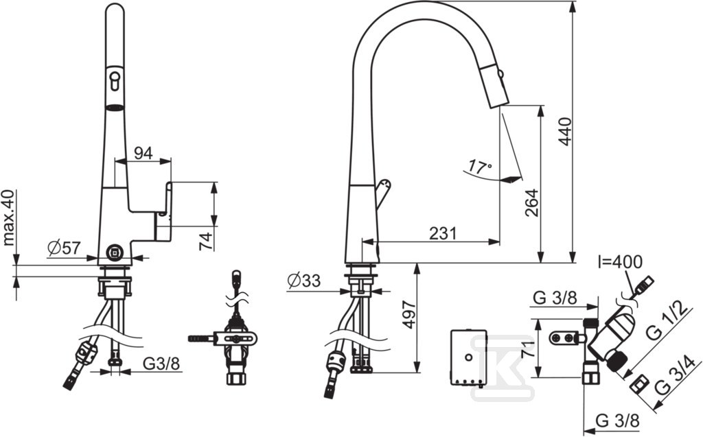 Bateria zlewozmywakowa Oras Inspera, z - 3031F