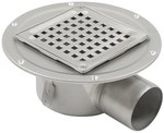 Adjustable body of the bathroom inlet with a square grate (to be purchased siphon 502.050.110 and optional filter 502.000.000 S) horizontal drain Ø75 MM, with a collar for insulated floors