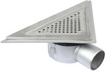 Adjustable TRIO bathroom inlet body with a triangular grate (to be purchased siphon 502.050.110 and optional filter 502.000.000 S) horizontal outlet, drain Ø 75 MM, with insulation collar, for installation along the wall