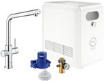 Zestaw Grohe Blue Professional z wylewką w kształcie L, chrom, bateria i chłodziarka, dostęp do wody zwykłej i filtrowanej / gazowanej, kąt obrotu wylewki 150° moduł Buetooth, głowica Ceramiczna 28 mm