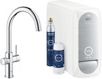 Zestaw startowy z wylewką w kształcie C Grohe Blue Home, bateria kuchenna z filtrem do wody