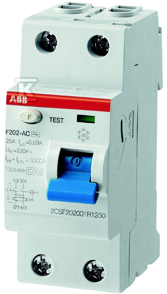 Wyłącznik różnicowo-prądowy, 2P, A, - 2CSF202401R1250