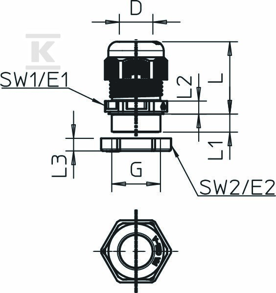 Dławik kablowy typ V-TEC VM16+ LGR - 2022764