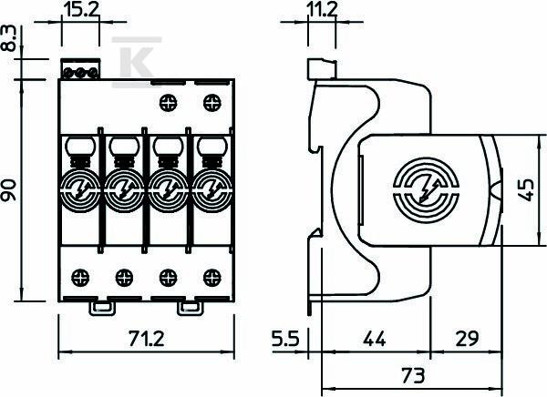 Ogranicznik przepięć, 4p Typ 2 (kl. C) - 5095304