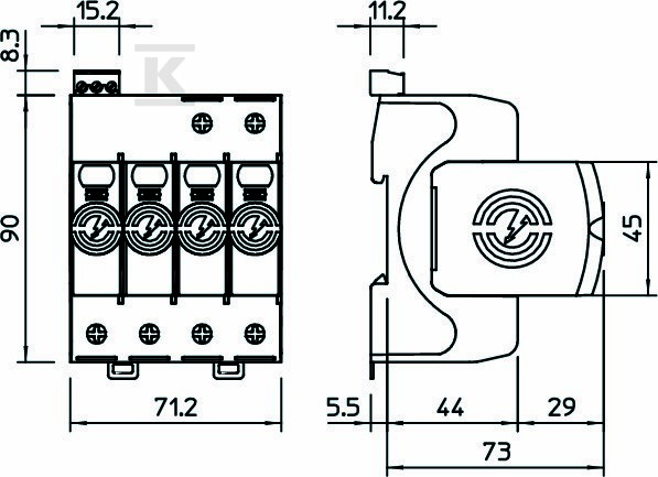 Ogranicznik przepięć, 4p Typ 2 (kl. C) - 5095314