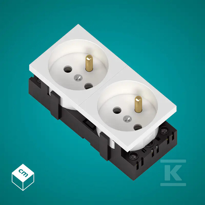 Gniazdo 2x2P+Z bez blokady PBT (białe - 333528