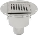 Adjustable body of the bathroom inlet with a square grate (to be purchased siphon 502.050.110 and optional filter 502.000.000 S) vertical drain Ø75 MM