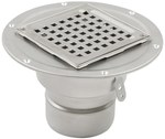 Adjustable body of the bathroom inlet with a square grate (to be purchased siphon 502.050.110 and optional filter 502.000.000 S) vertical drain Ø110 MM