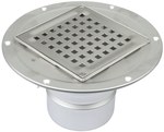 Bathroom inlet body with square grate (to be purchased siphon 502.050.110 and optional filter 502.000.000 S) vertical drain Ø110 MM