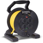 Single-phase coiled extension cord on a plastic drum, "XREEL" type - input 20 meters H05RR-F 3x1.5 (OW) rubber plug 16A output 4xGS termik IP44