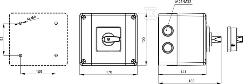 Cam switch 63A, Disconnector 0-1 (3 - - SK63-2.8211\OB16