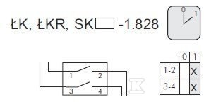 Comutator cu came 16A, comutator 0-1 (2 - ŁK16R-1.828\P03