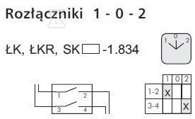 Vačkový spínač 16A, spínač 1-0-2 (1 - - SK16-1.834\P03