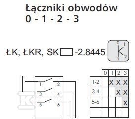 Vačkový spínač 16A, obvodový spínač - SK16-2.8445\OB11