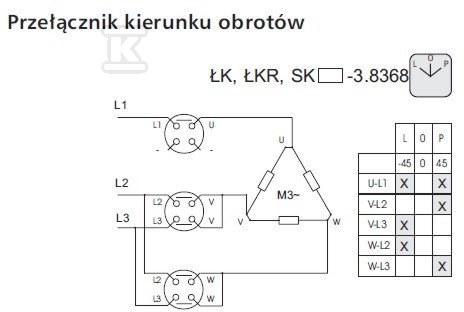 Vačkový spínač 16A, reverzný spínač - SK16-3.8368\OB11