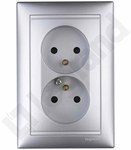 Розетка 2x2P+Z контактна засувка алюмінієва Valena