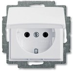Розетка Schuko з клапаном заземлення біла BASIC55