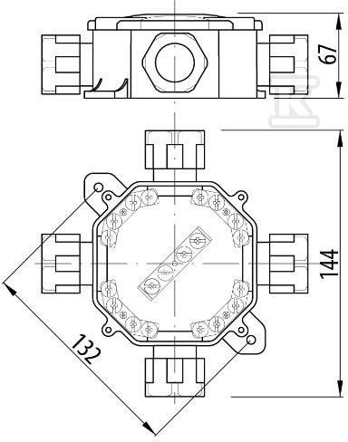 Kutija n/t IP67 4xPG21.5 5 terminala - A.0036