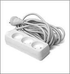 Extension cord 3 sockets without earthing, 1.5 meters, white