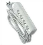 Extension cord 4 sockets with earthing, 5 meters, white