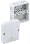 Коробка навісна пластикова, 'ABOX 025 80X80X52, сіра, з планкою (гвинтова клема, 5 контактів) на 2,5 мм2