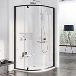 Shower enclosure, corner, opening PSKK3-80 black Transparent