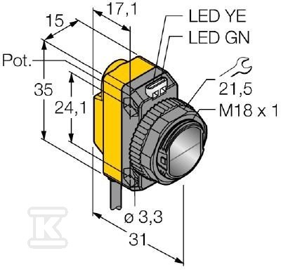 Відбиваючий фотоелектричний датчик PNP - QS18VP6LP