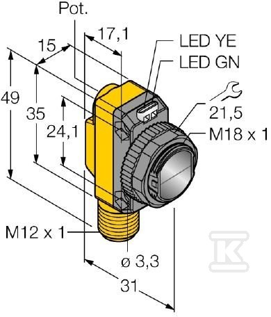Відбиваючий фотоелектричний датчик PNP - QS18VP6LVQ8