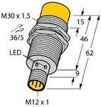 NI20-M30-AN6X-H1141 Індуктивний датчик M30 NPN, NO діапазон 20 мм з роз'ємом M12