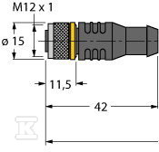 Кабель PUR, 3-жильний, 2M, гніздо M12, - 6625500