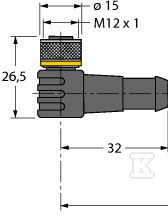 PUR cable, 3-wire, 2M, M12 female, - 6625512