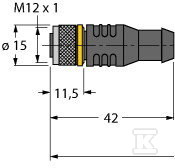 Кабель PUR, 4-жильний, 5M, гніздо M12, - 6625504