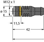 Кабель PUR, 4-жильний, 5M, гніздо M12, прямий, тип RKC4. 4T-5/TXL
