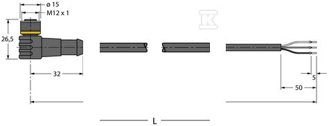 WKC4T-5/TXL PUR cable, 3-wire, 5m, M12 - 6625513