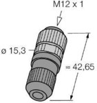 HA8141-0 M12 female dismountable connector, straight, 4-pin, open terminal.