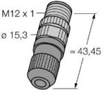 HAS8141-0 M12 dismantle connector, male, straight, 4-pin, shut-off terminal.