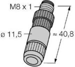 HAS5131-0 M8 detachable connector, male, straight, 3-pin, shut-off terminal.