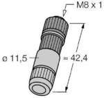 HA5141-0 M8 female dismountable connector, straight, 4-pin, open terminal.