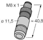 HAS5141-0 M8 detachable connector, male, straight, 4-pin, shut-off terminal.