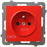 Single socket with ground DATA with shutters, white, AS