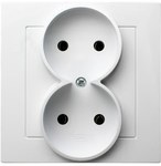 Double socket, white, AS