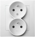 Double socket without changing phase, white, AS