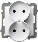 Double socket, for mounting in frames, white, AS