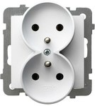 Double socket with earthing, for mounting in frames, white, AS