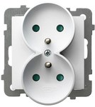 Double socket with earthing, to be mounted in frames with shutters, white, AS