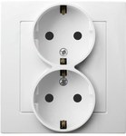 SCHUKO double socket, white, AS